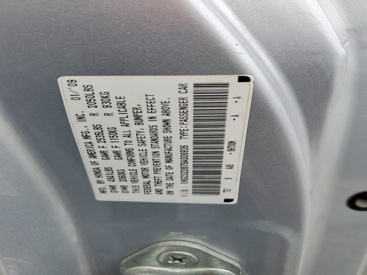 2009 Honda Accord Exl Серебряный vin: 1HGCS22879A006926