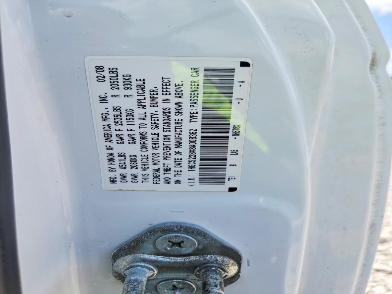 2008 Honda Accord Exl White vin: 1HGCS228X8A008362