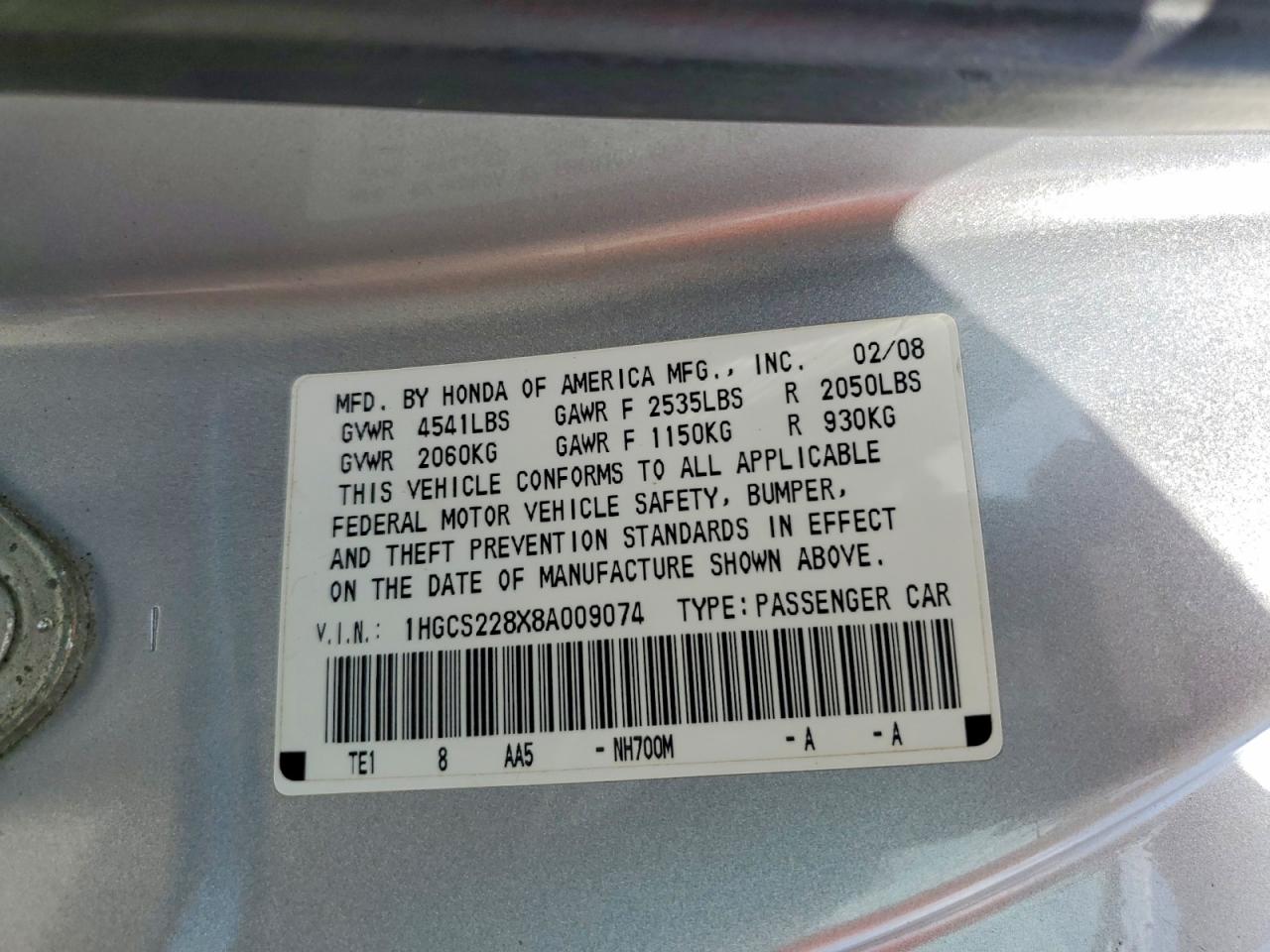 2008 Honda Accord Exl Silver vin: 1HGCS228X8A009074