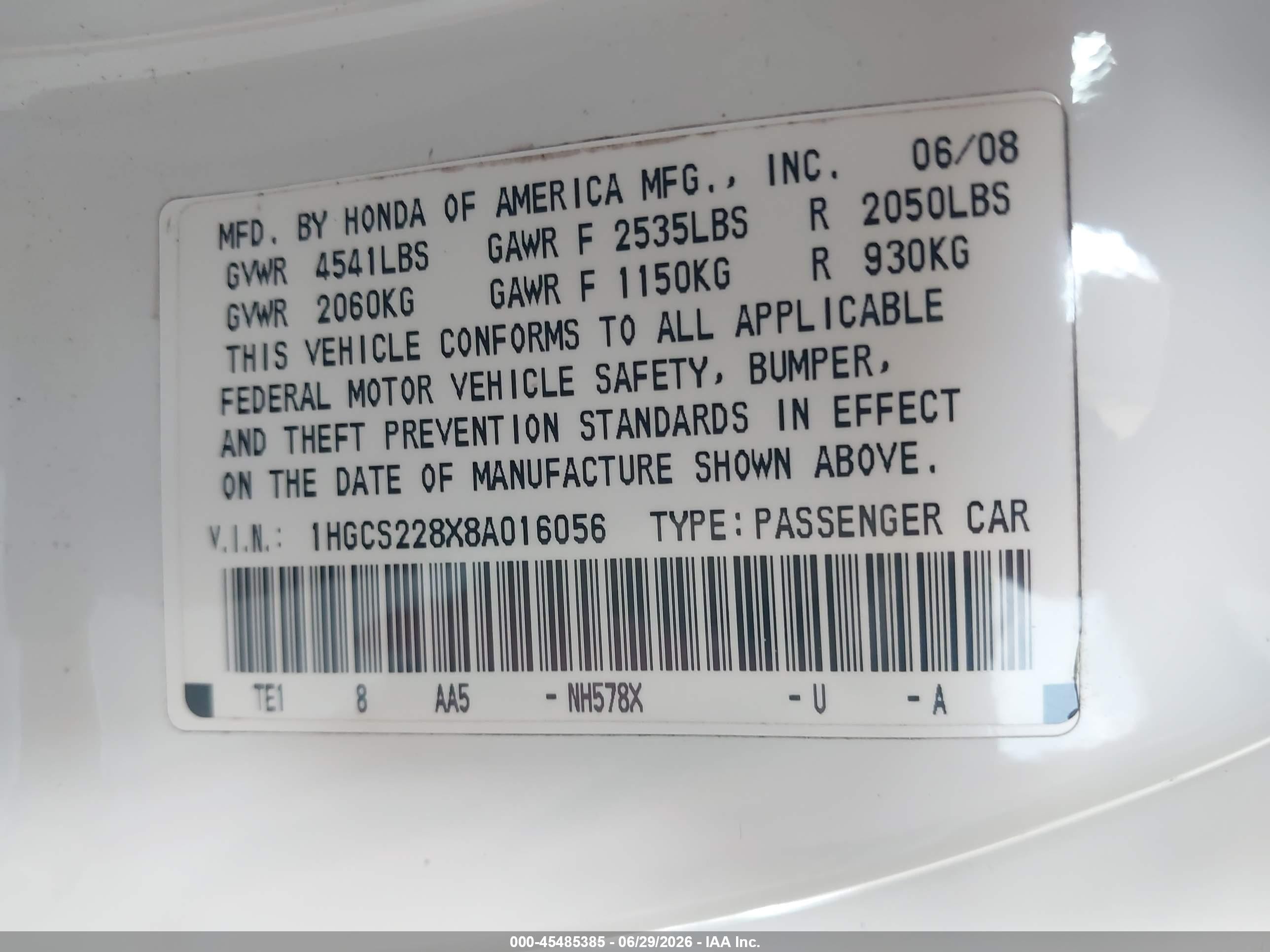 2008 Honda Accord 3.5 Ex-l White vin: 1HGCS228X8A016056