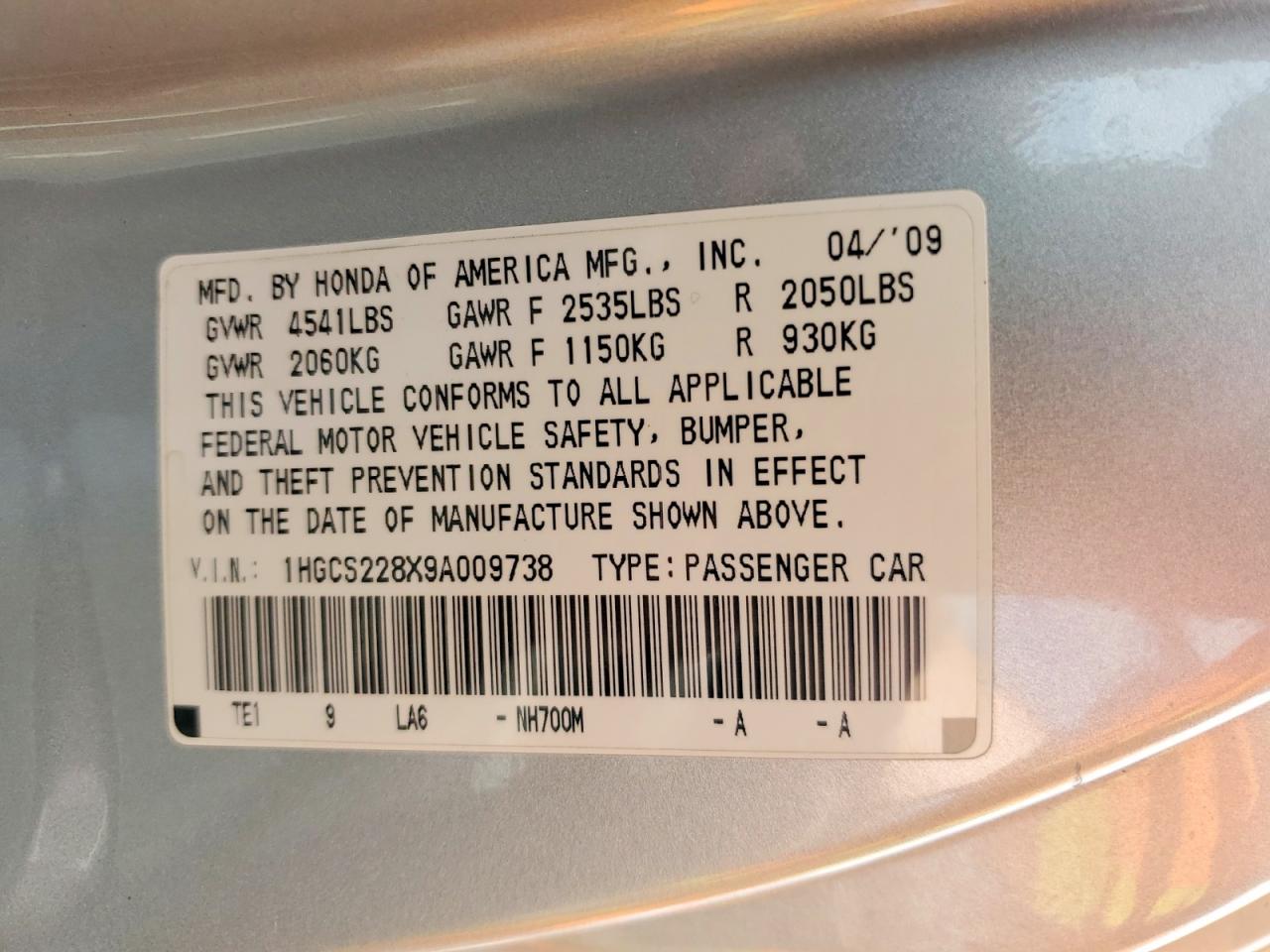 2009 Honda Accord Exl Silver vin: 1HGCS228X9A009738