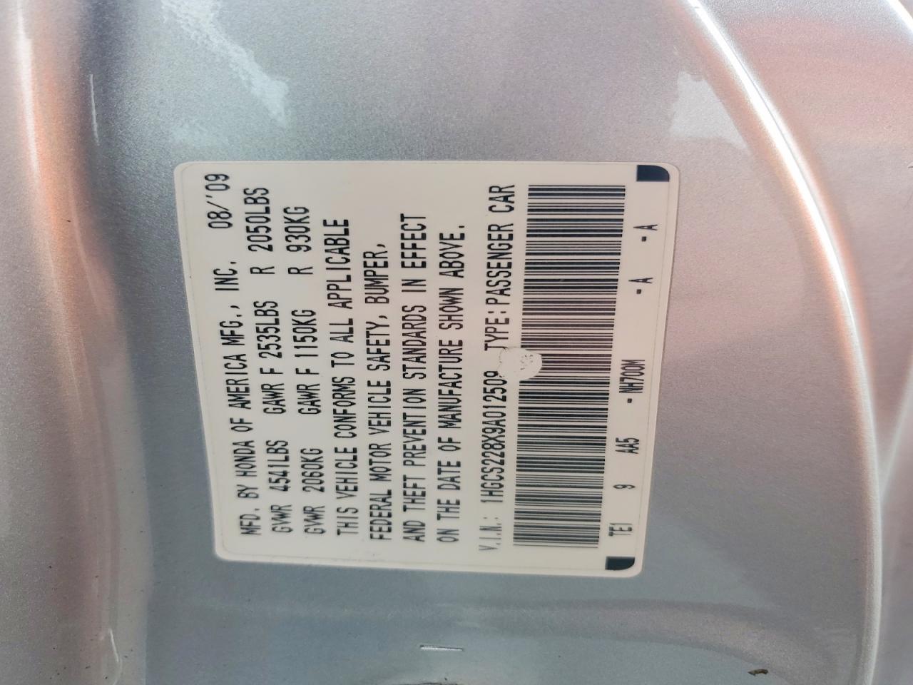 2009 Honda Accord Exl Silver vin: 1HGCS228X9A012509