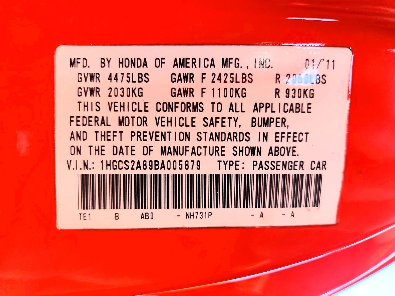 2011 Honda Accord Exl Orange vin: 1HGCS2A89BA005879