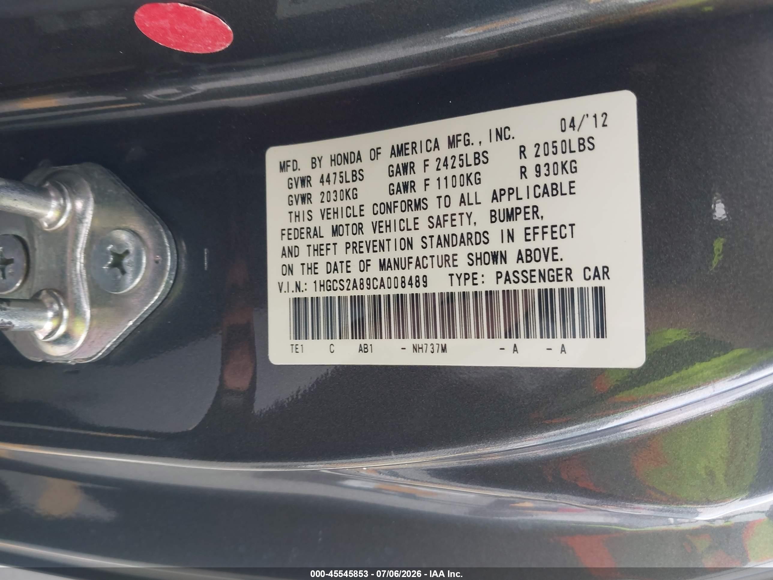2012 Honda Accord 3.5 Ex-l Gray vin: 1HGCS2A89CA008489
