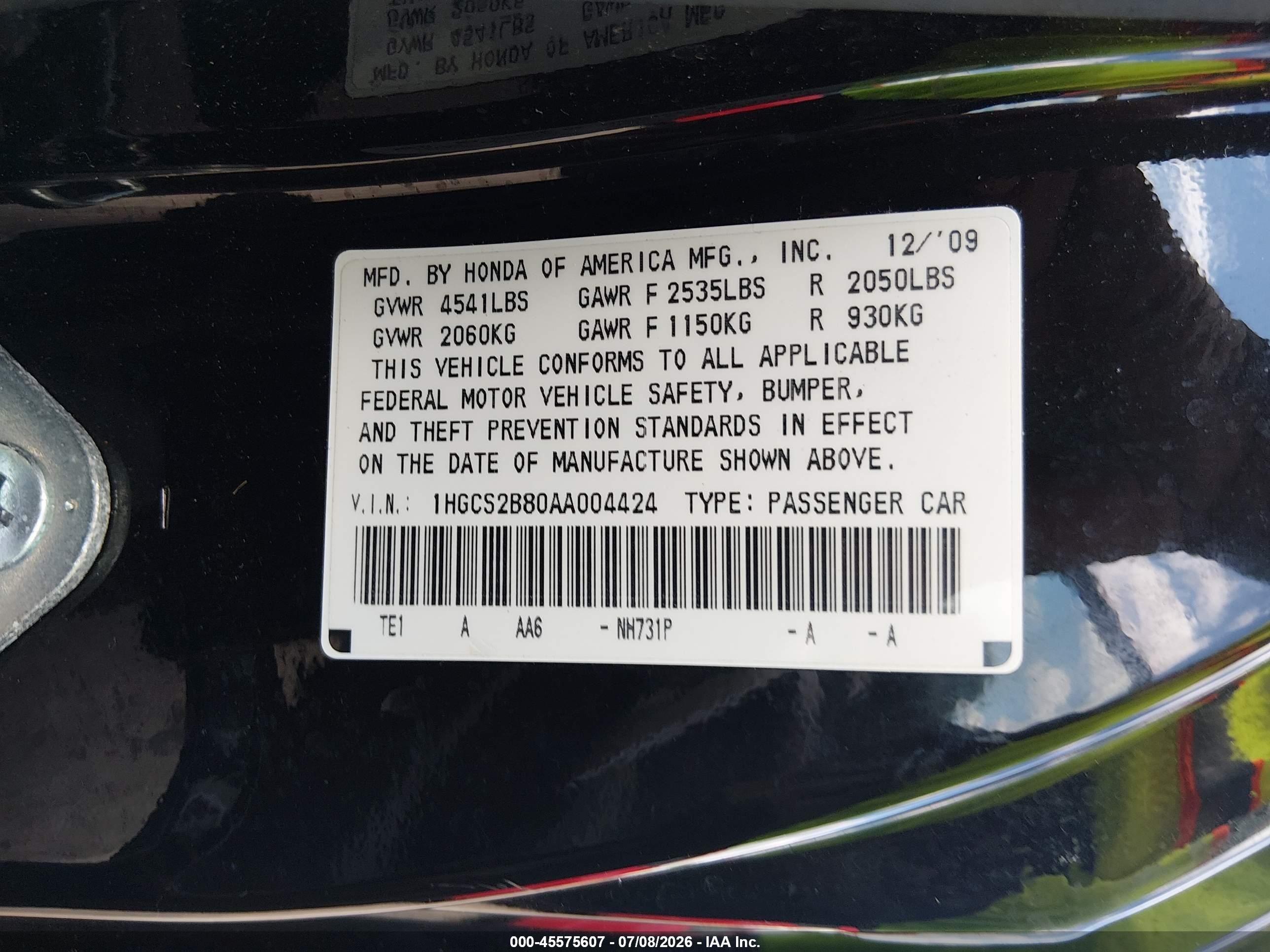 2010 Honda Accord 3.5 Ex-l Black vin: 1HGCS2B80AA004424