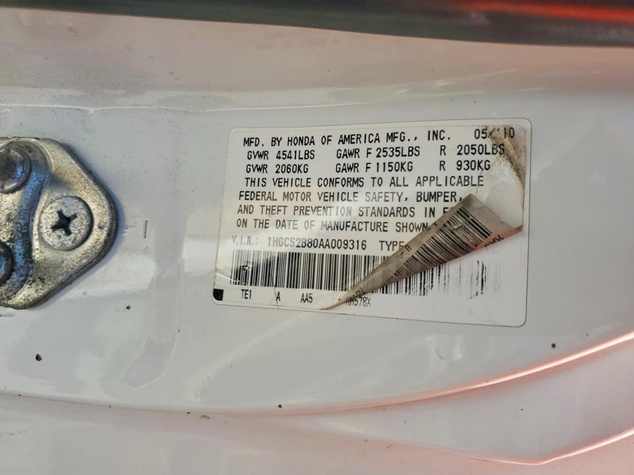 2010 Honda Accord Exl White vin: 1HGCS2B80AA009316