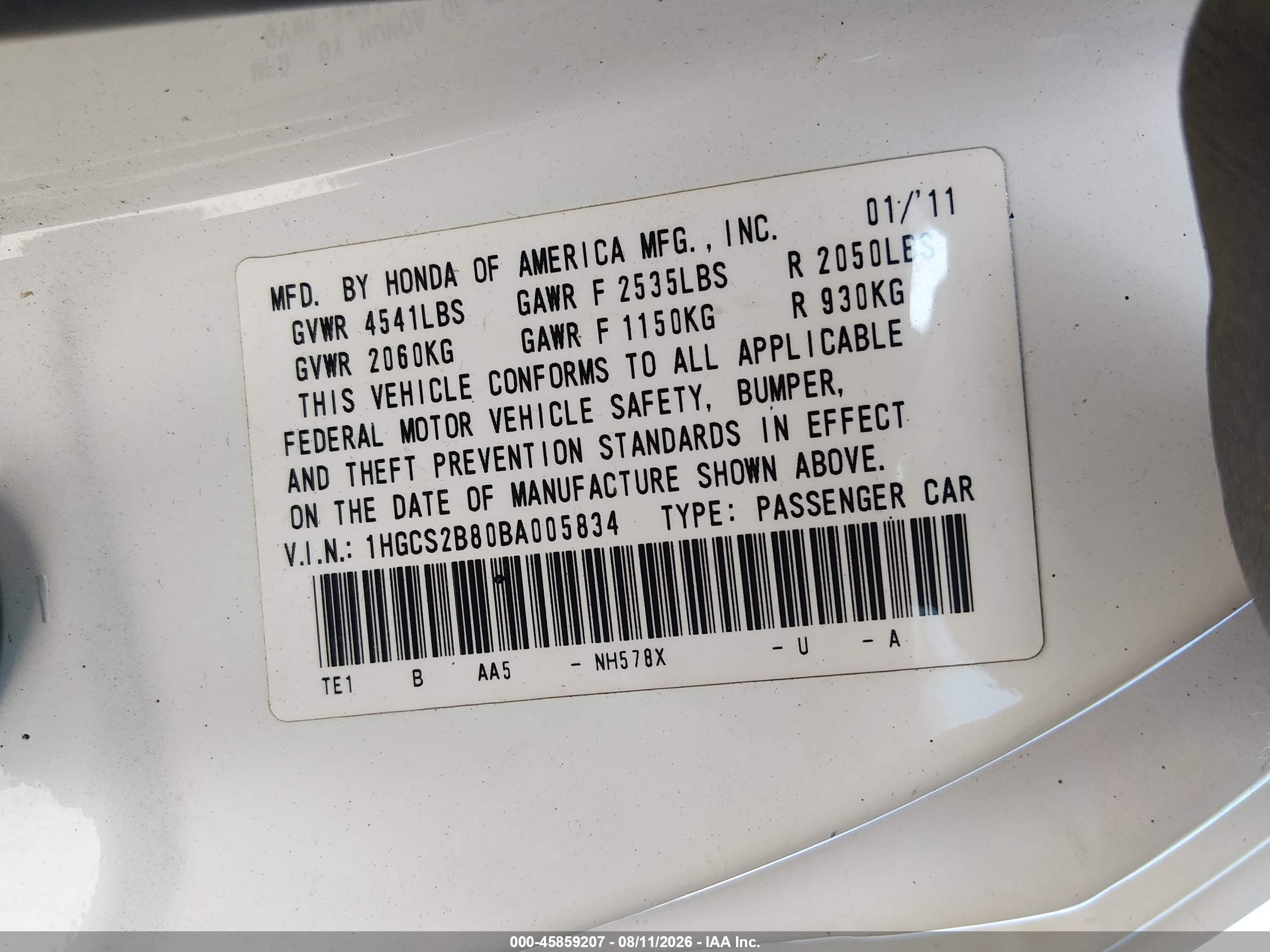 2011 Honda Accord 3.5 Ex-l White vin: 1HGCS2B80BA005834