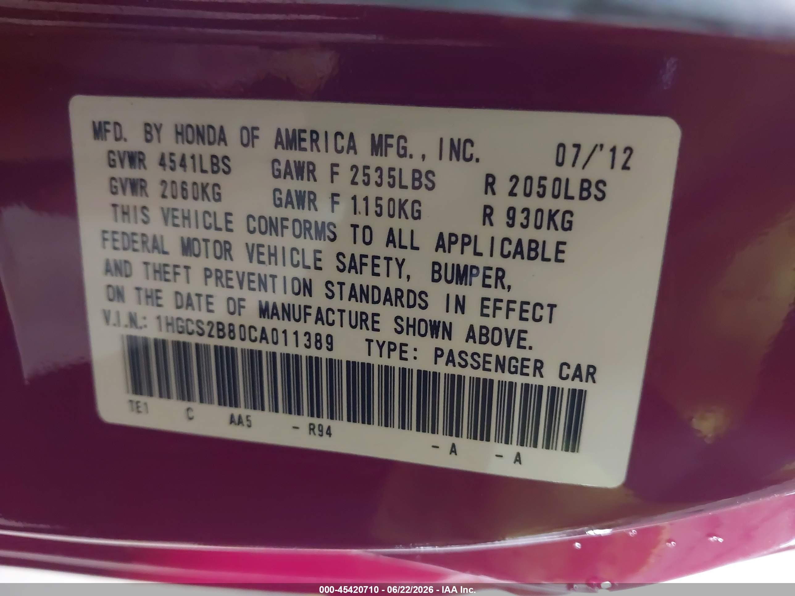 2012 Honda Accord 3.5 Ex-l Red vin: 1HGCS2B80CA011389