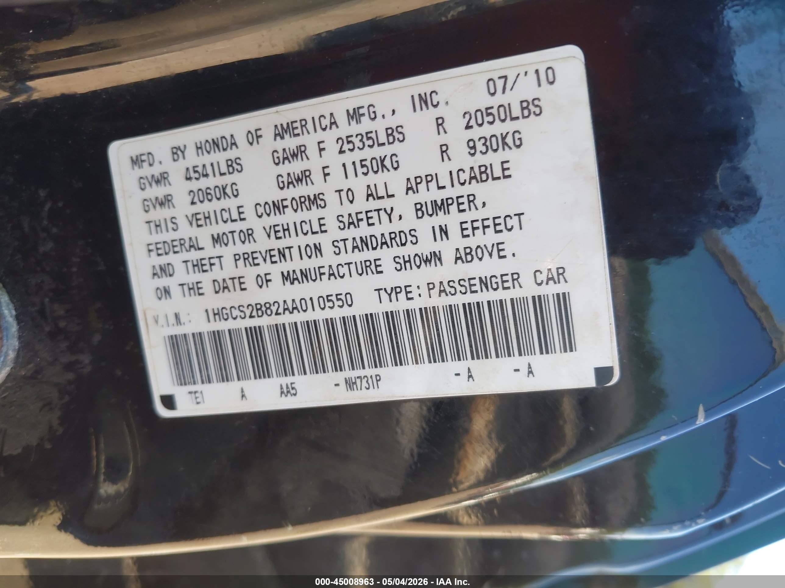 2010 Honda Accord 3.5 Ex-l Black vin: 1HGCS2B82AA010550