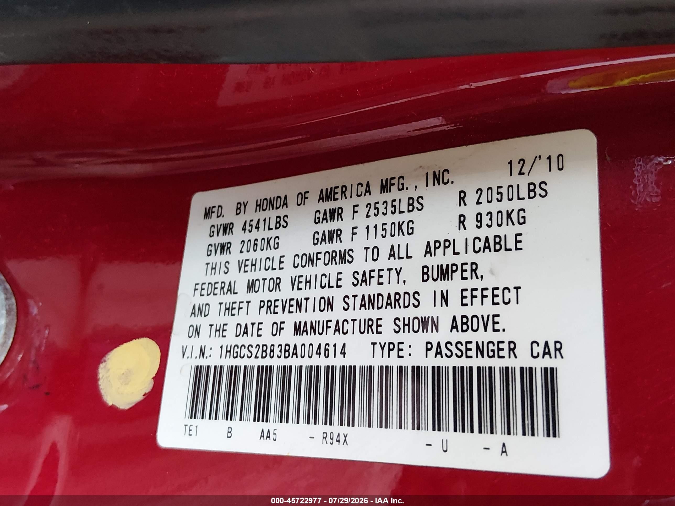 2011 Honda Accord 3.5 Ex-l Red vin: 1HGCS2B83BA004614