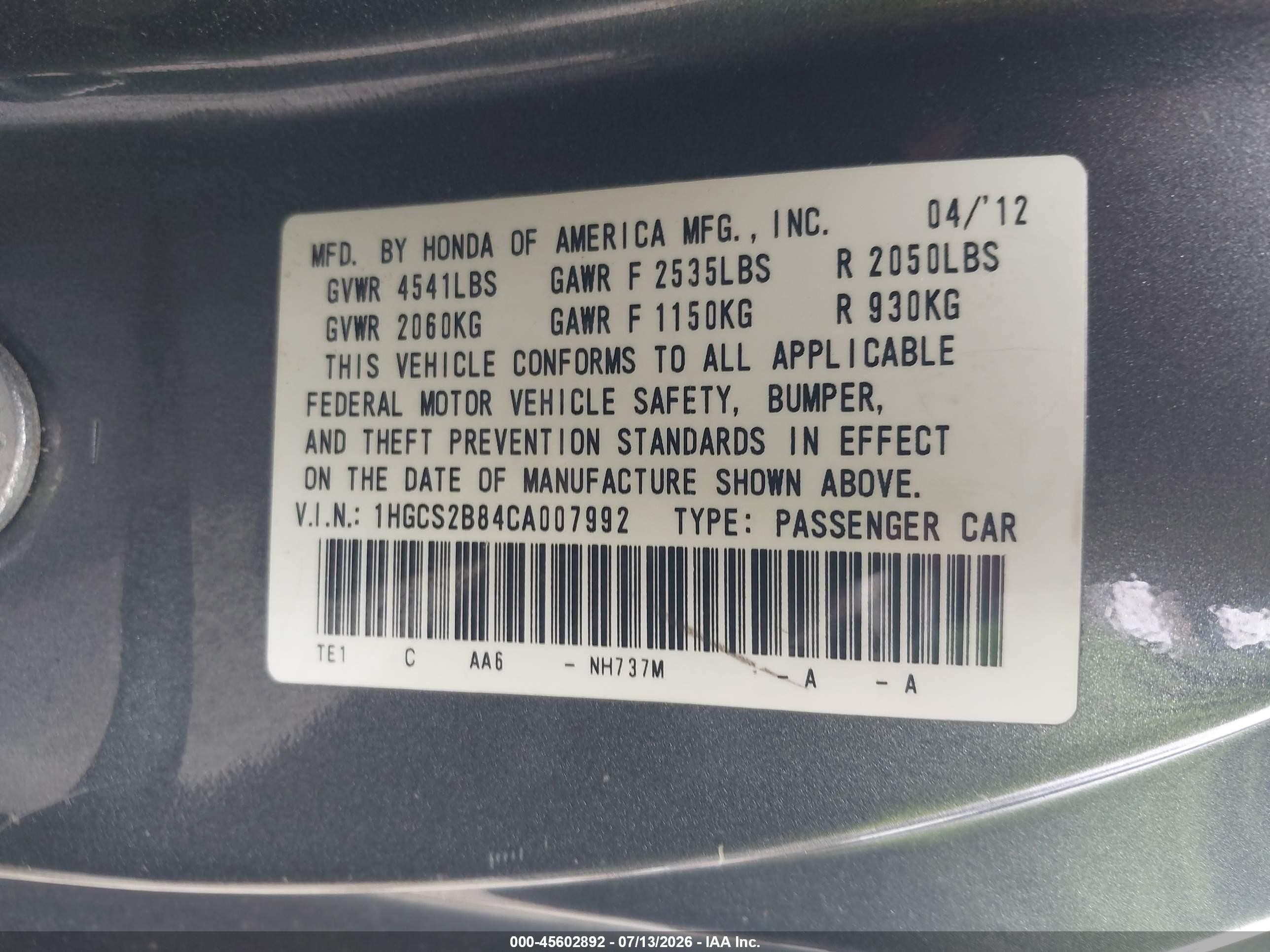 2012 Honda Accord 3.5 Ex-l Gray vin: 1HGCS2B84CA007992