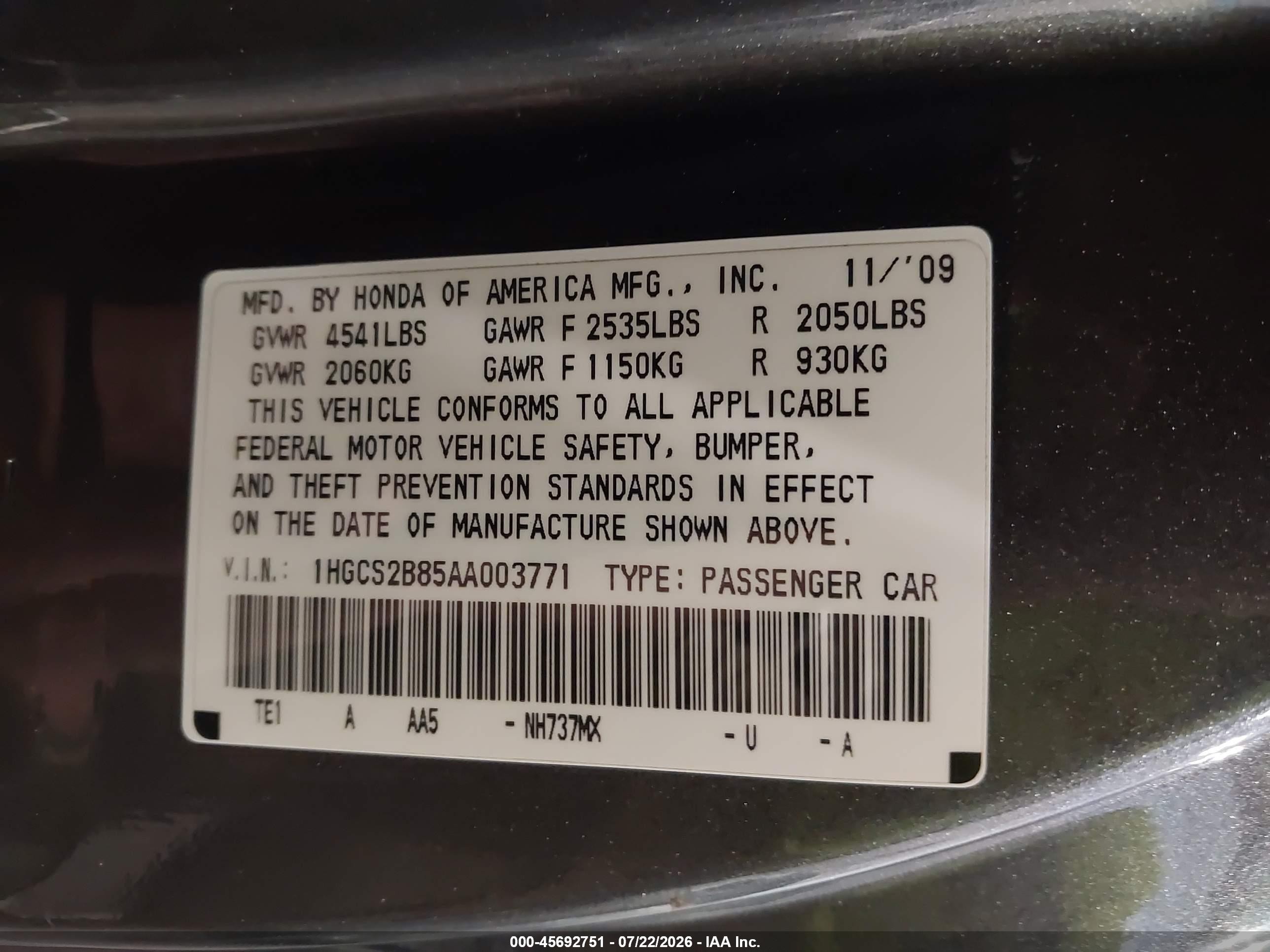 2010 Honda Accord 3.5 Ex-l Gray vin: 1HGCS2B85AA003771