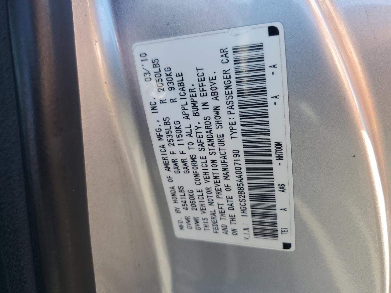 2010 Honda Accord Exl Silver vin: 1HGCS2B85AA007190