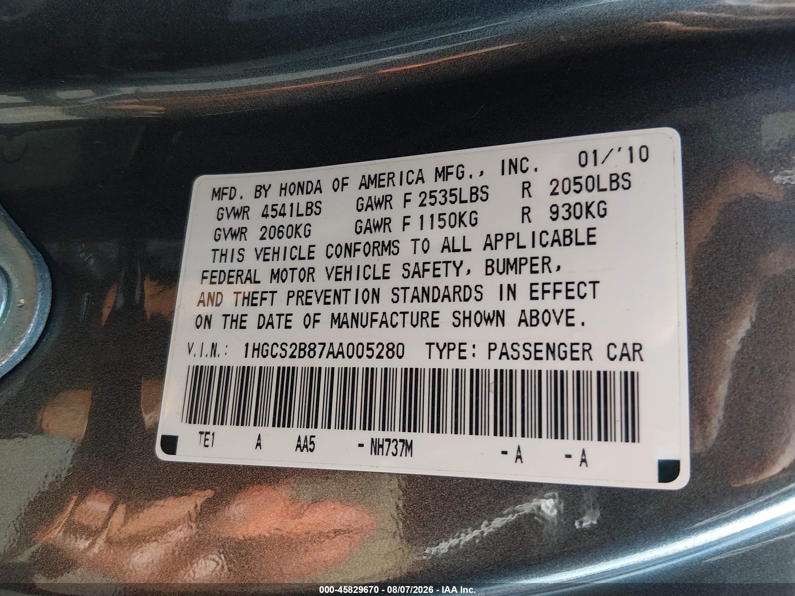 2010 Honda Accord 3.5 Ex-l Gray vin: 1HGCS2B87AA005280