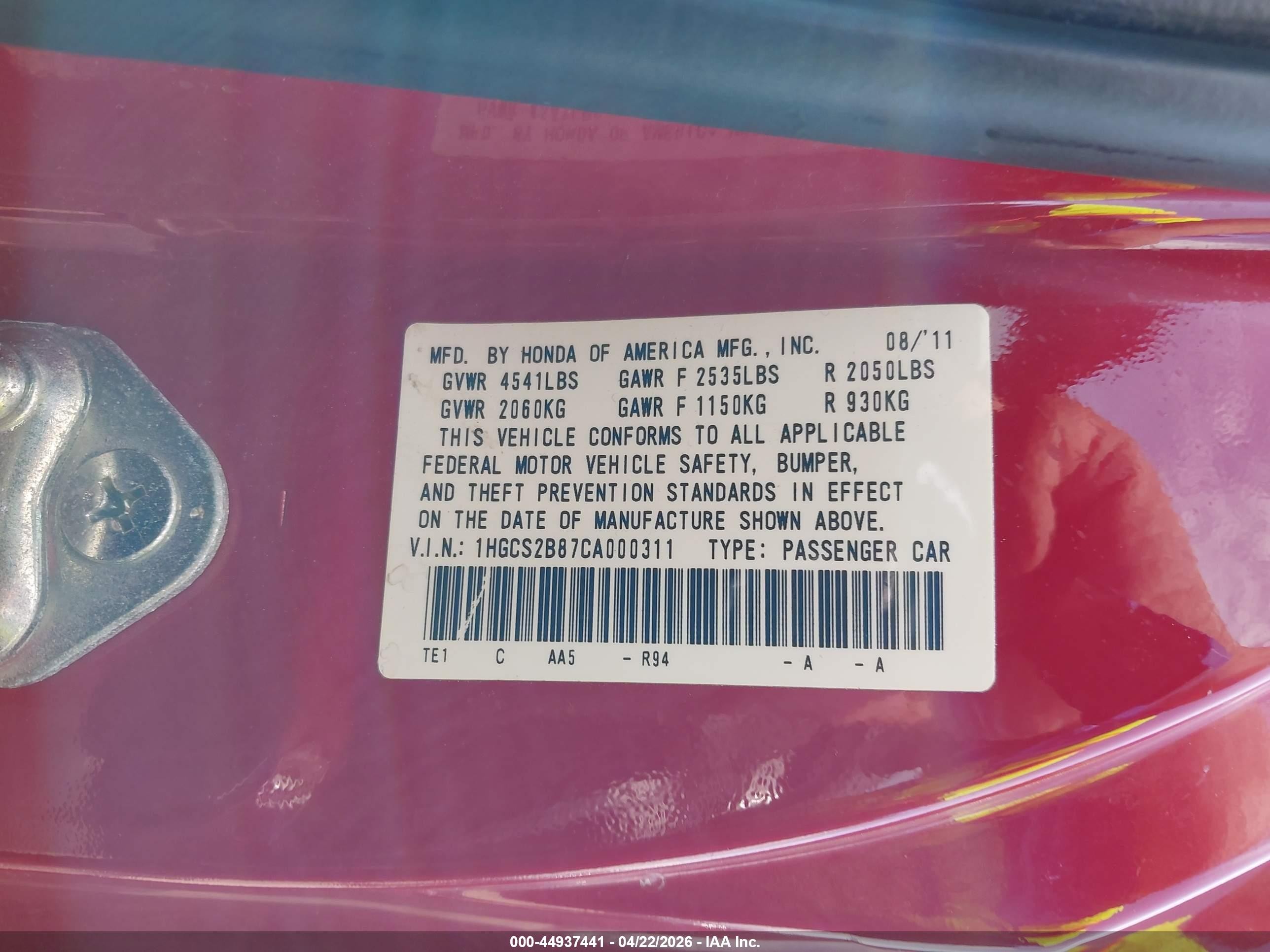 2012 Honda Accord 3.5 Ex-l Red vin: 1HGCS2B87CA000311
