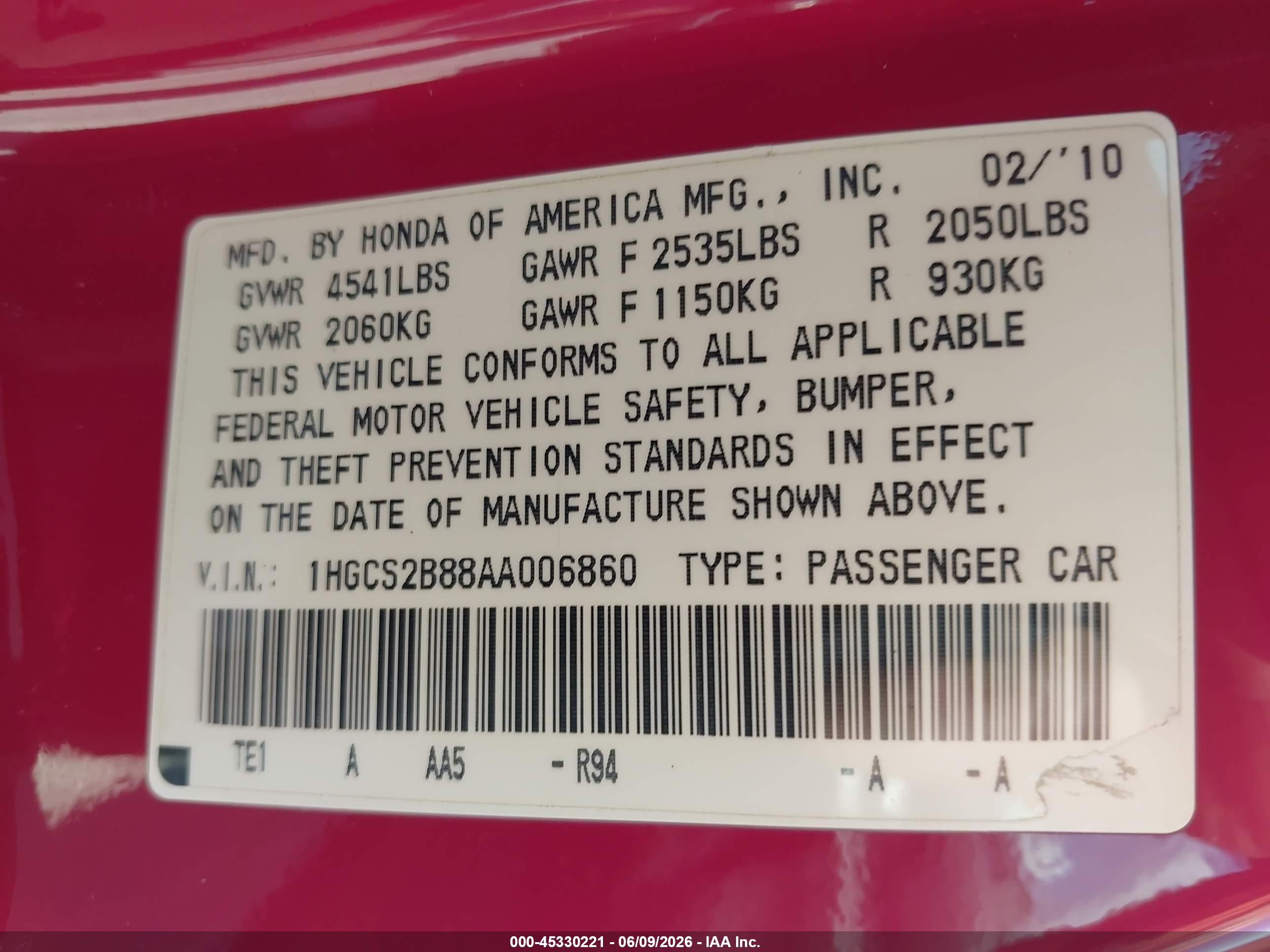 2010 Honda Accord 3.5 Ex-l Red vin: 1HGCS2B88AA006860