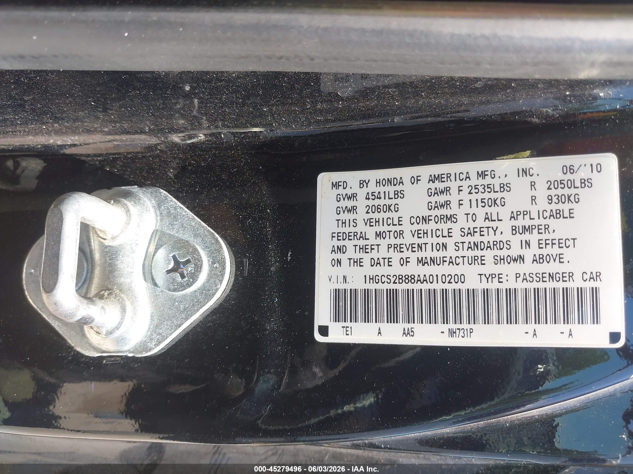 2010 Honda Accord 3.5 Ex-l Black vin: 1HGCS2B88AA010200