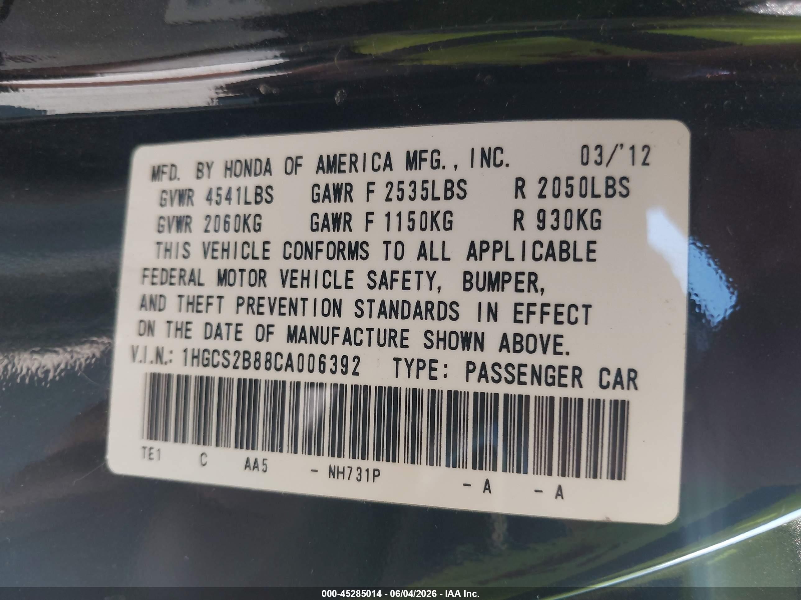 2012 Honda Accord 3.5 Ex-l Black vin: 1HGCS2B88CA006392