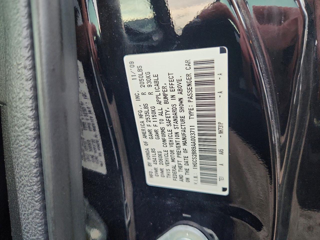 2010 Honda Accord Exl Black vin: 1HGCS2B89AA003711
