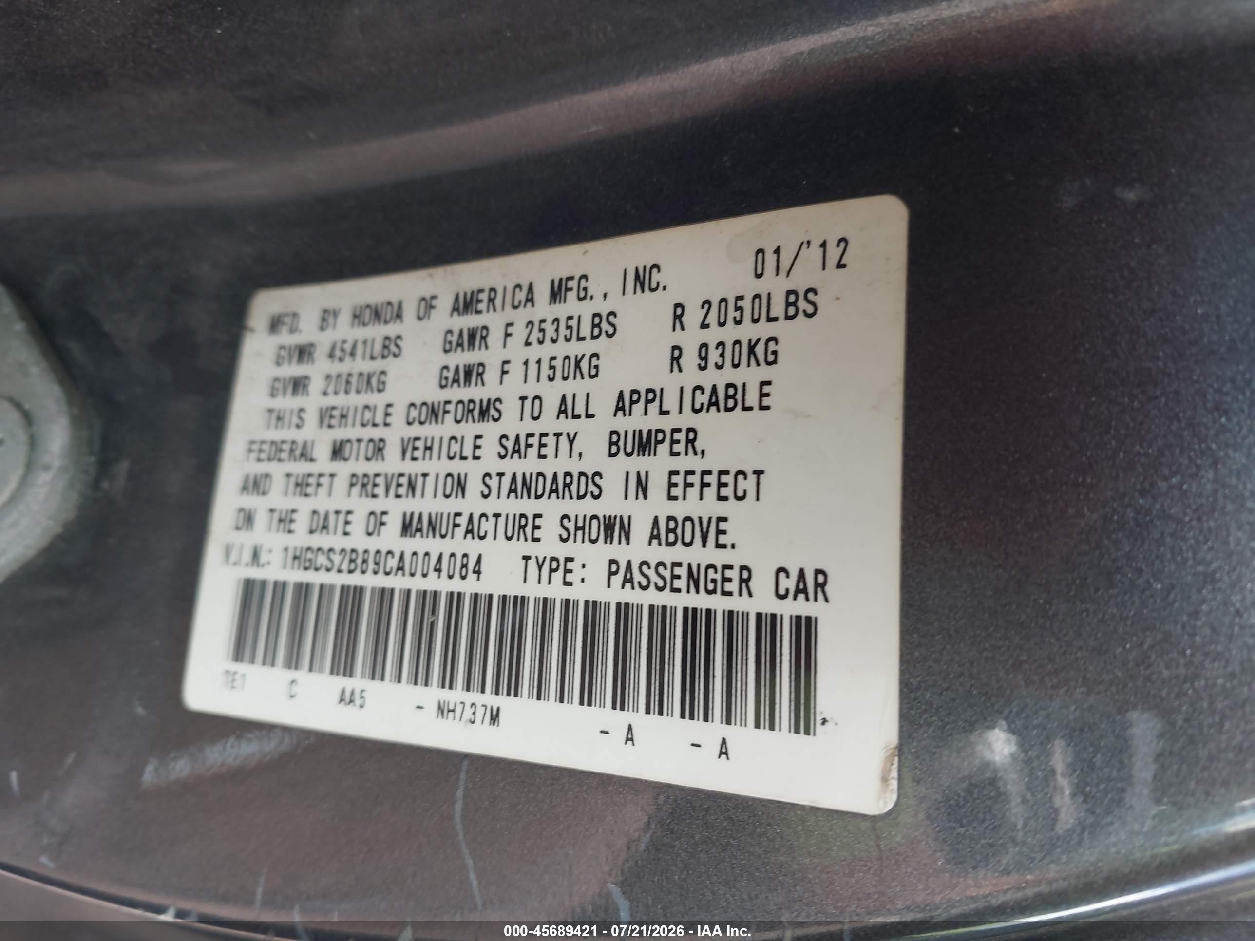 2012 Honda Accord 3.5 Ex-l Gray vin: 1HGCS2B89CA004084