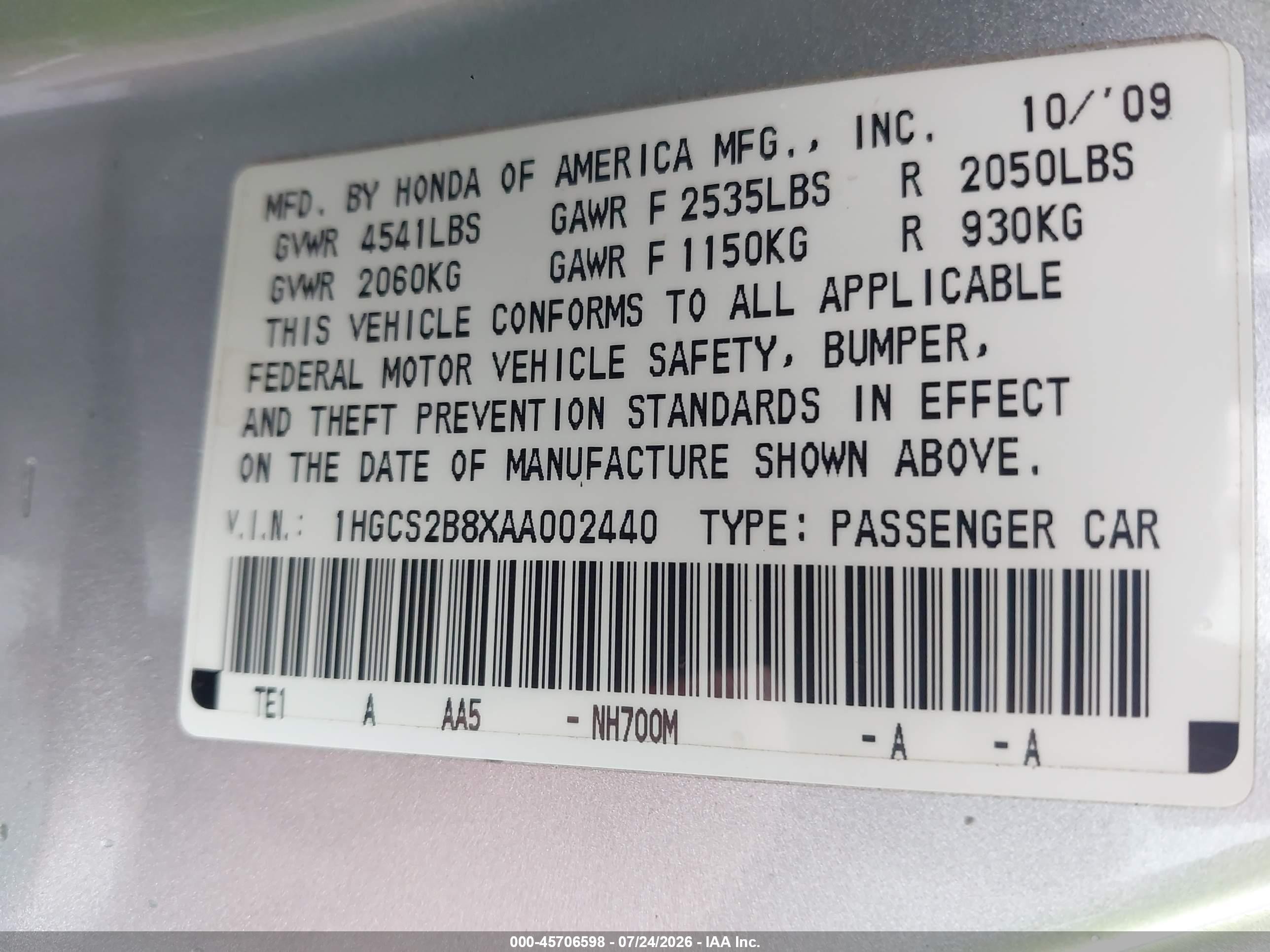 2010 Honda Accord 3.5 Ex-l Silver vin: 1HGCS2B8XAA002440
