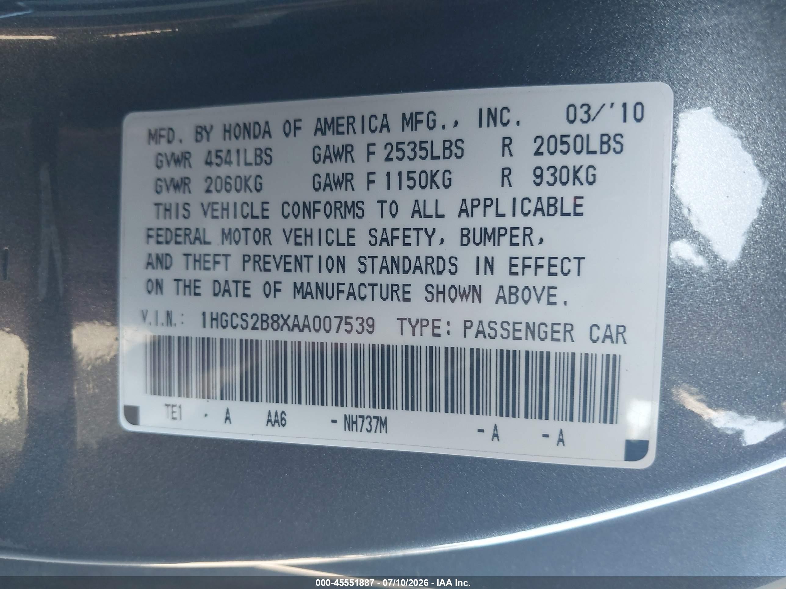 2010 Honda Accord 3.5 Ex-l Gray vin: 1HGCS2B8XAA007539
