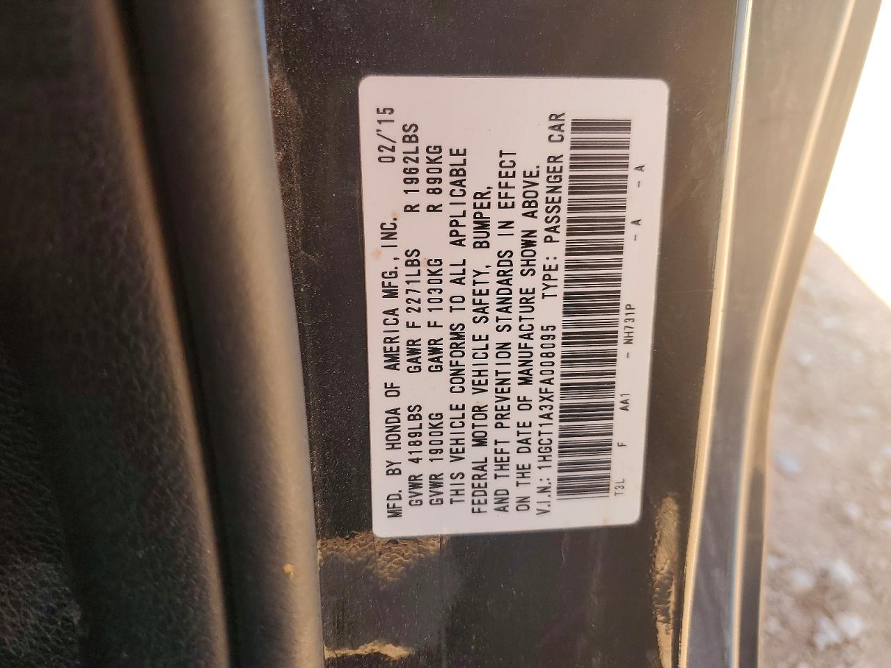 2015 Honda Accord Lx-s Black vin: 1HGCT1A3XFA008095