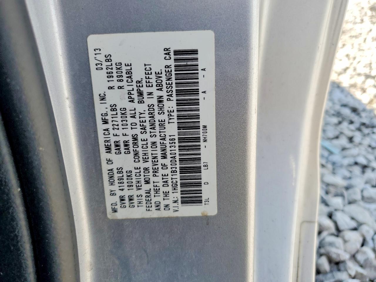 2013 Honda Accord Lx-s Silver vin: 1HGCT1B30DA013561
