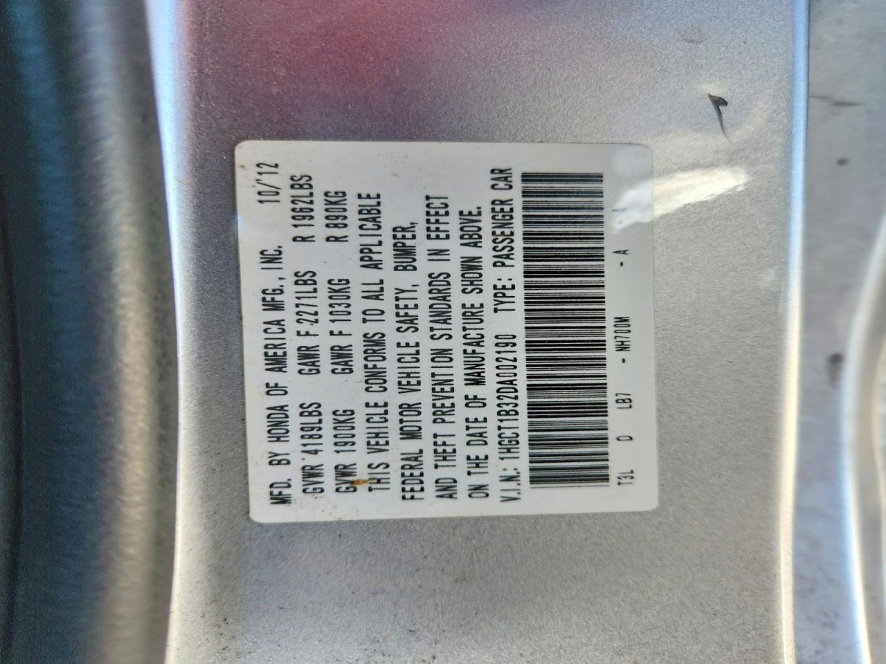 2013 Honda Accord Lx-s Silver vin: 1HGCT1B32DA002190