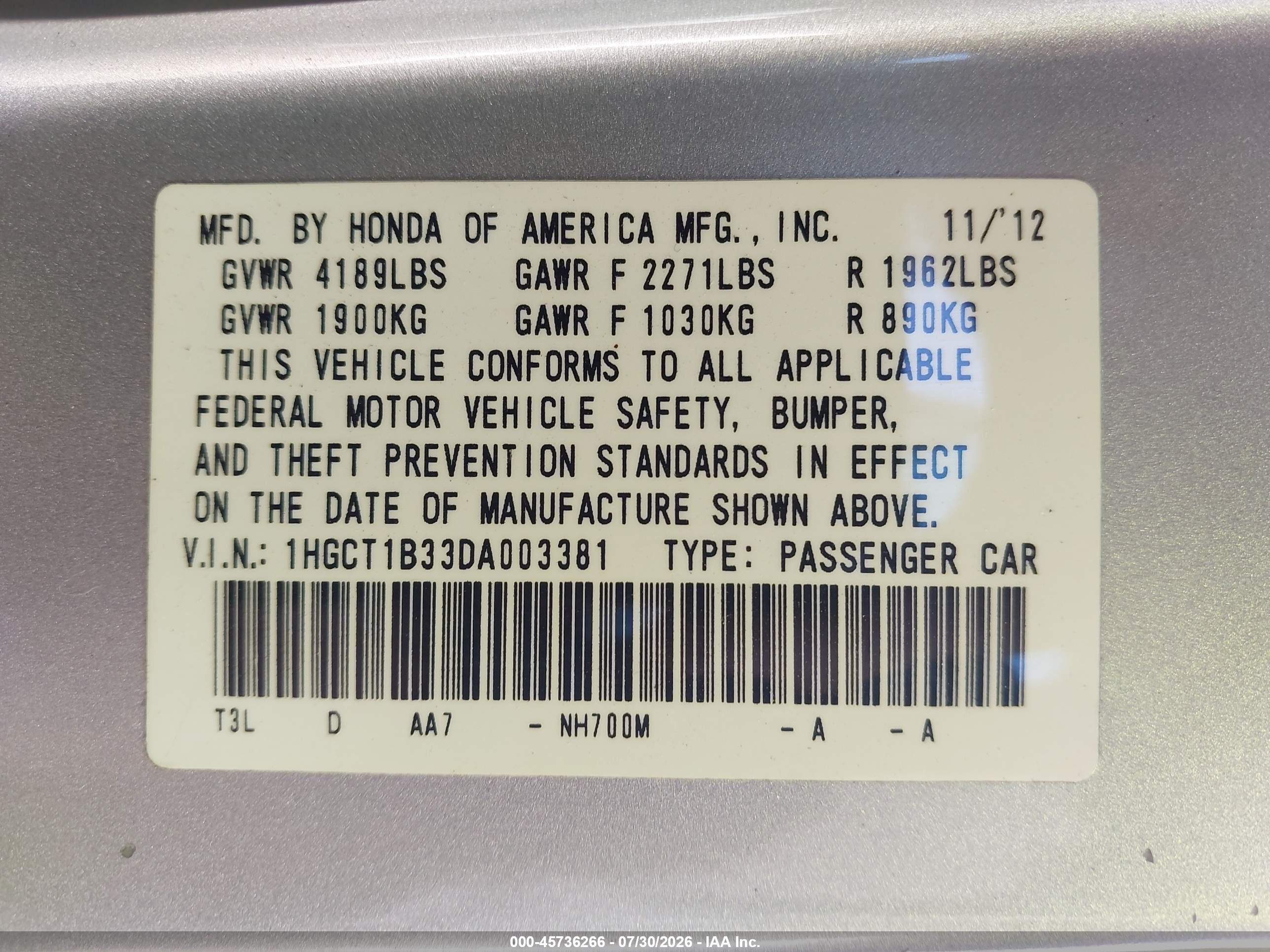 2013 Honda Accord Lx-s Silver vin: 1HGCT1B33DA003381