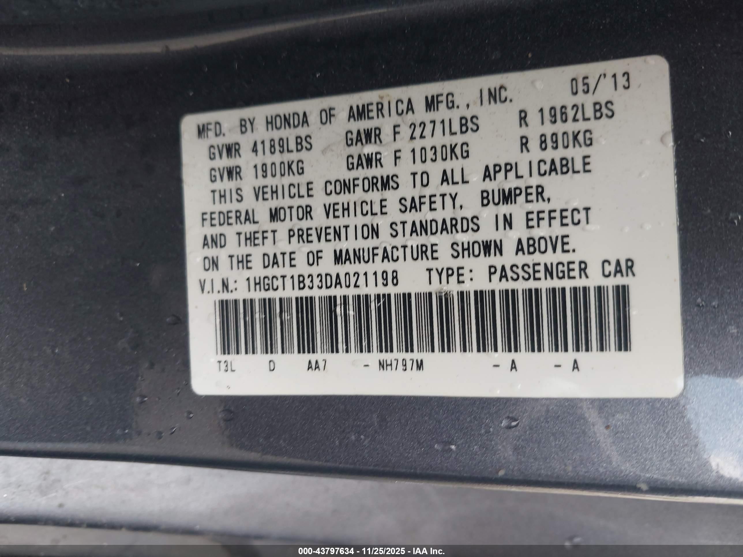 2013 Honda Accord Lx-s Black vin: 1HGCT1B33DA021198