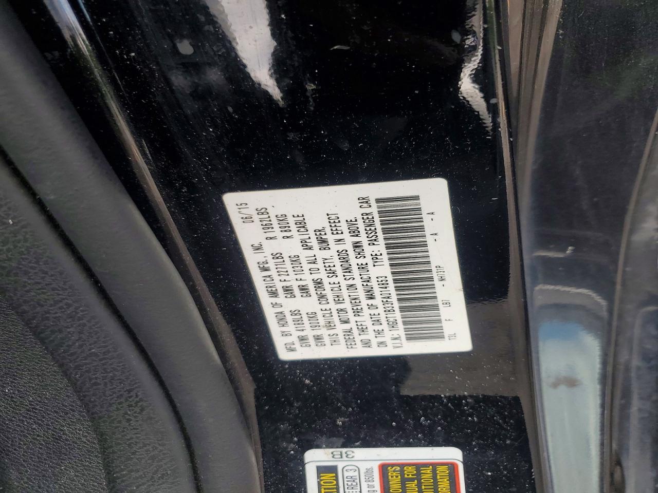 2015 Honda Accord Lx-s Black vin: 1HGCT1B33FA014853