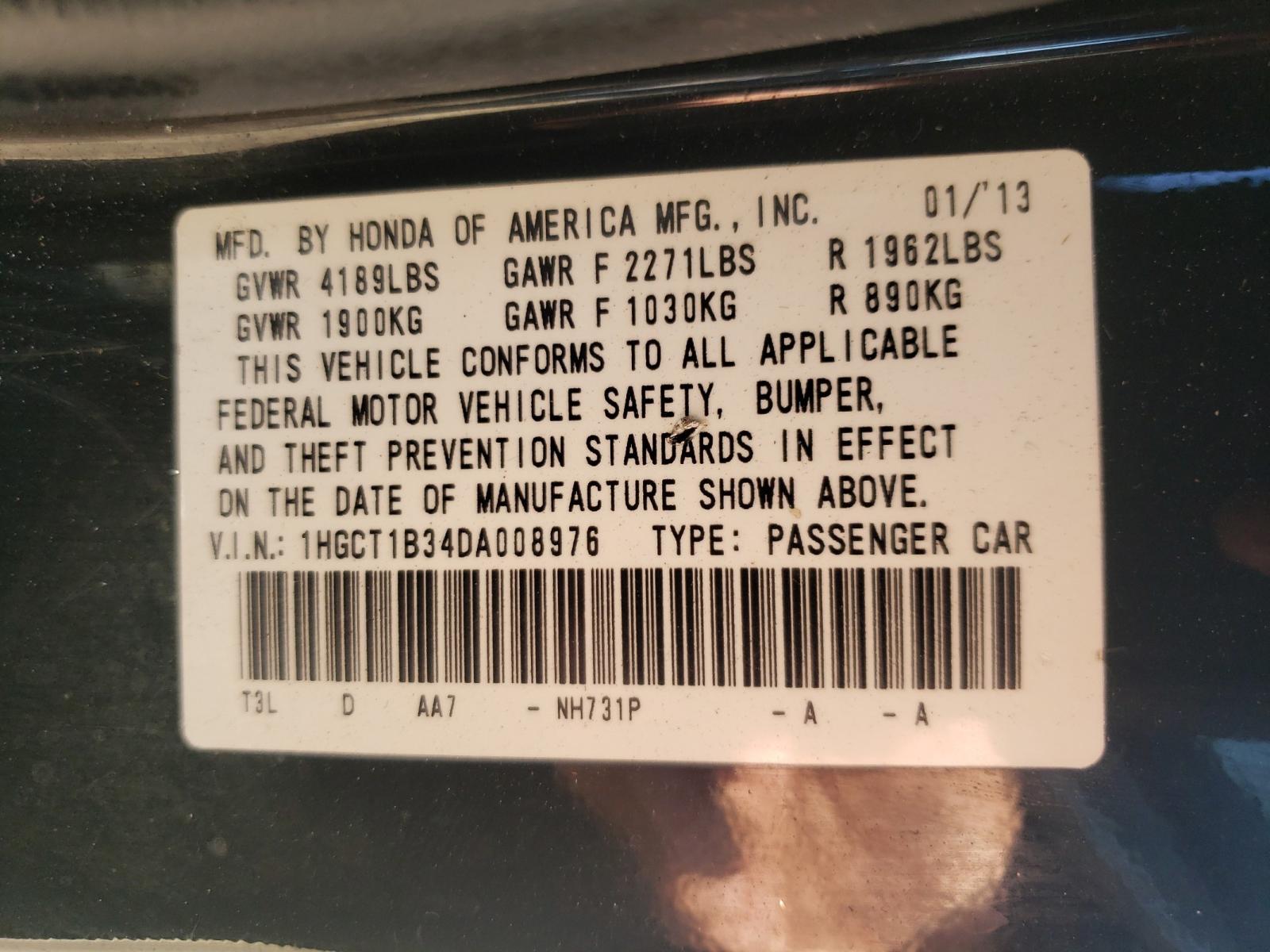 2013 Honda Accord Lx-s Black vin: 1HGCT1B34DA008976