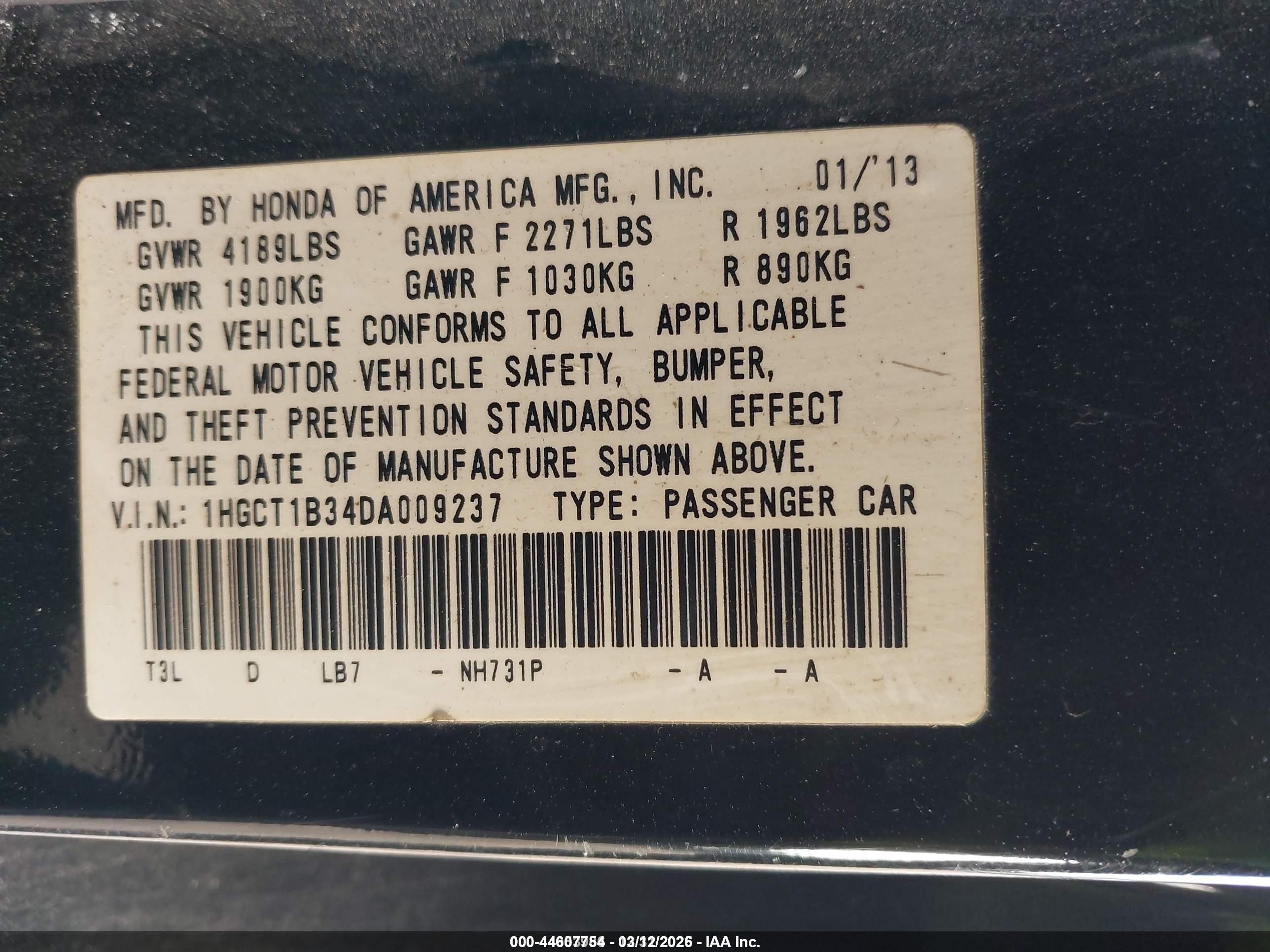 2013 Honda Accord Lx-s Black vin: 1HGCT1B34DA009237