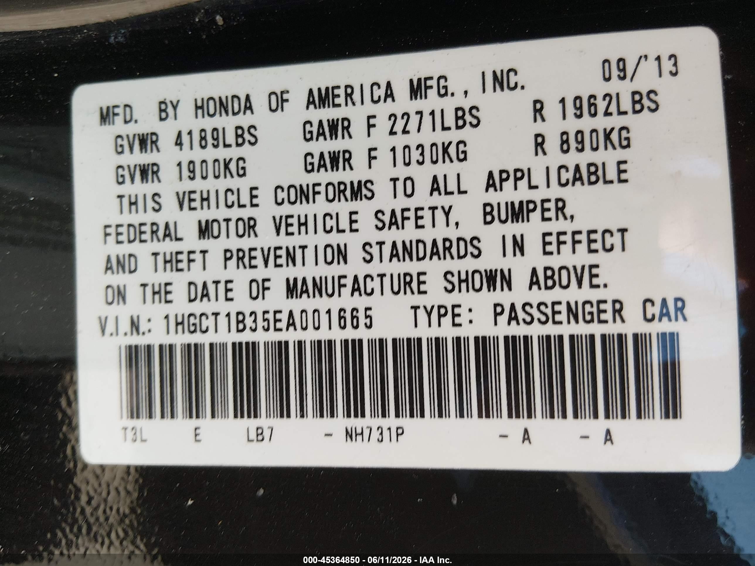 2014 Honda Accord Lx-s Black vin: 1HGCT1B35EA001665