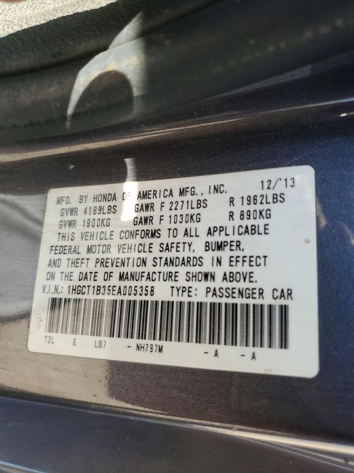 2014 Honda Accord Lx-s Gray vin: 1HGCT1B35EA005358