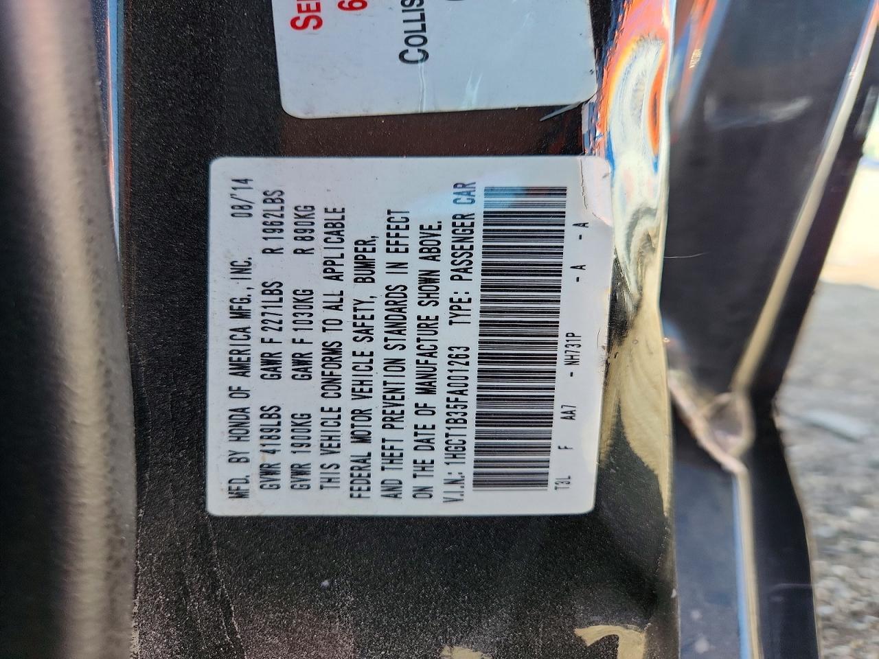 2015 Honda Accord Lx-s Черный vin: 1HGCT1B35FA001263