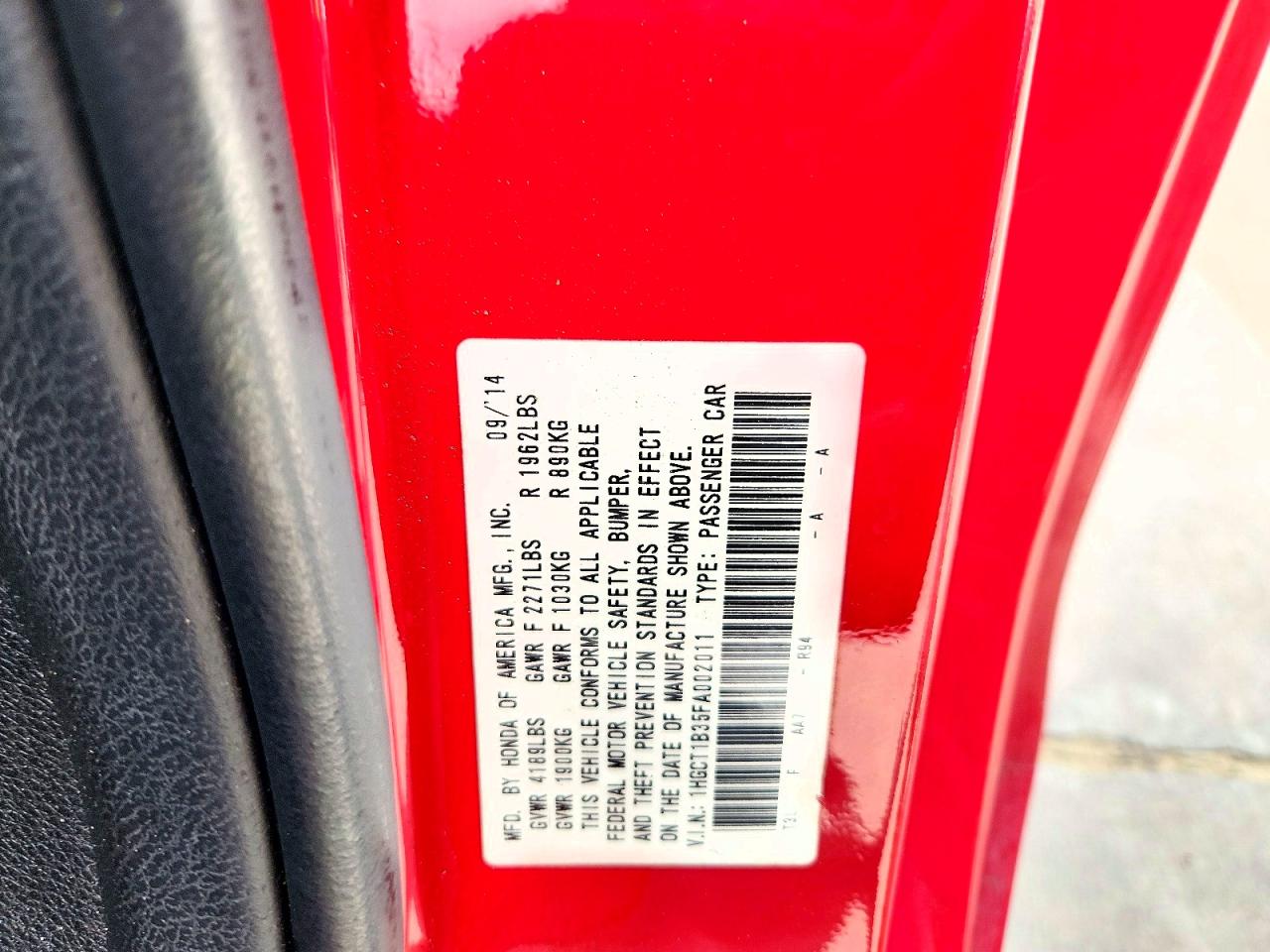 2015 Honda Accord Lx-s Красный vin: 1HGCT1B35FA002011