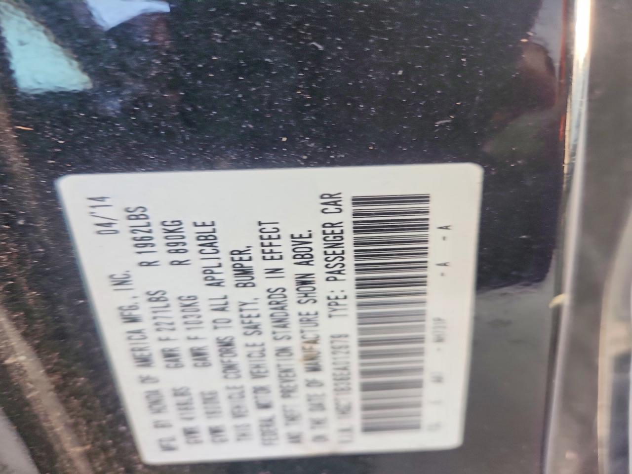 2014 Honda Accord Lx-s Black vin: 1HGCT1B36EA012979