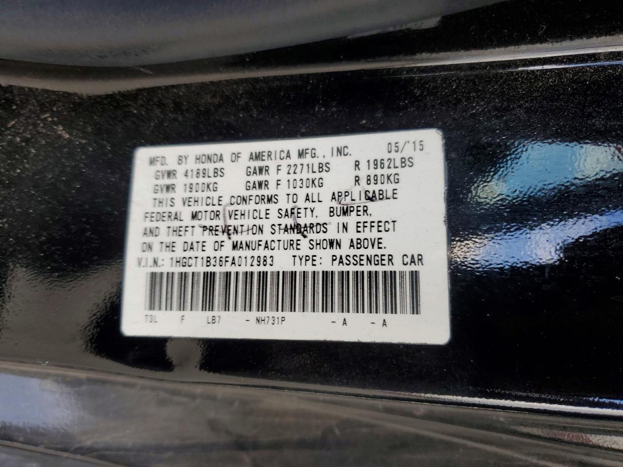 2015 Honda Accord Lx-s Черный vin: 1HGCT1B36FA012983