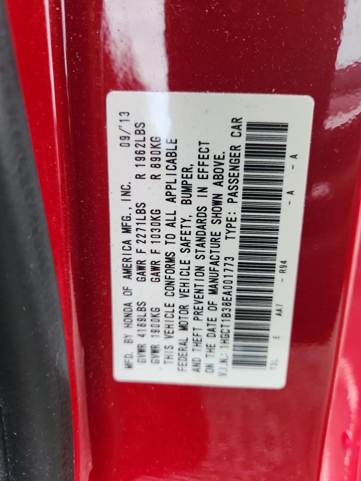 2014 Honda Accord Lx-s Красный vin: 1HGCT1B38EA001773
