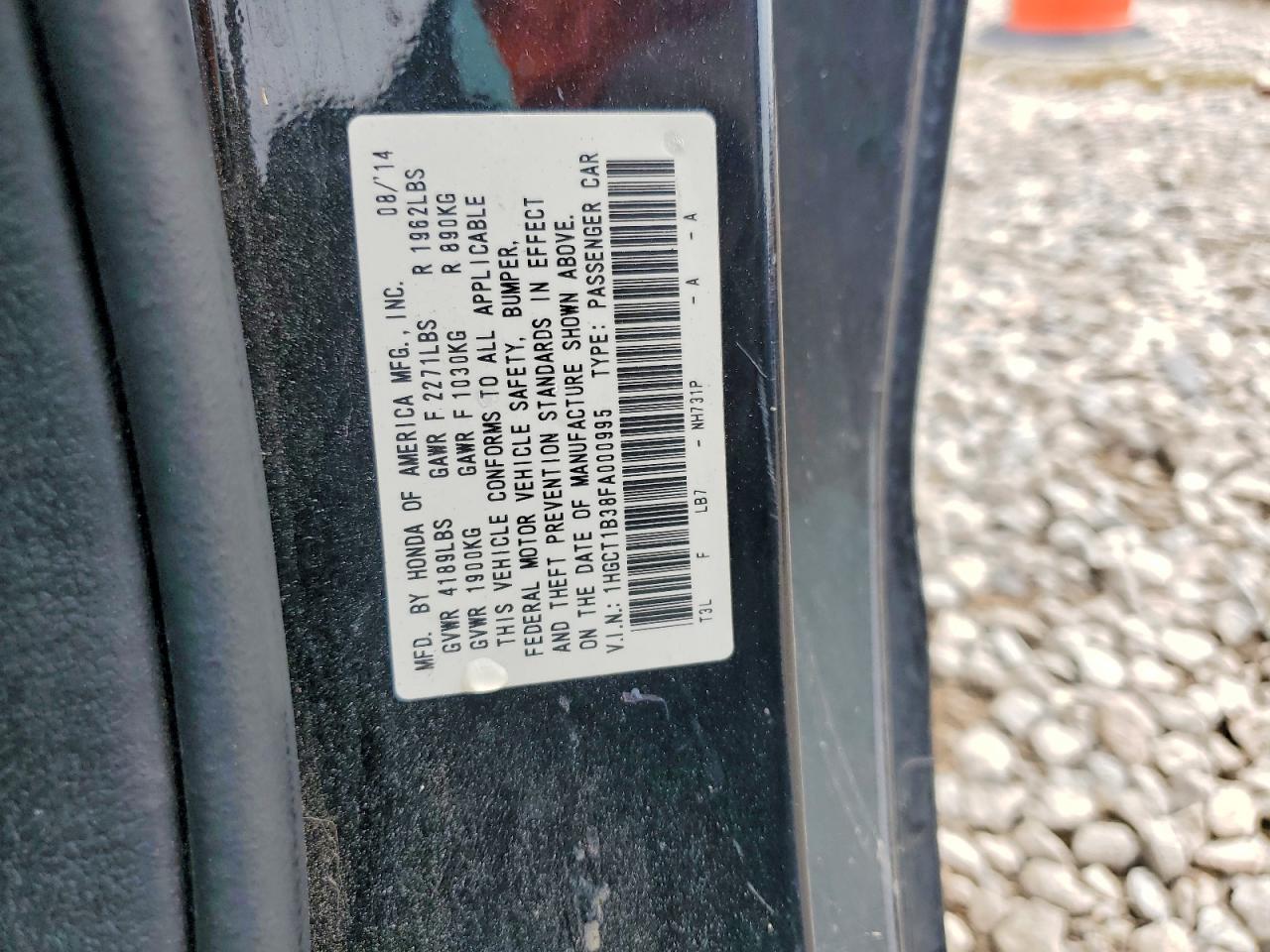 2015 Honda Accord Lx-s Black vin: 1HGCT1B38FA000995