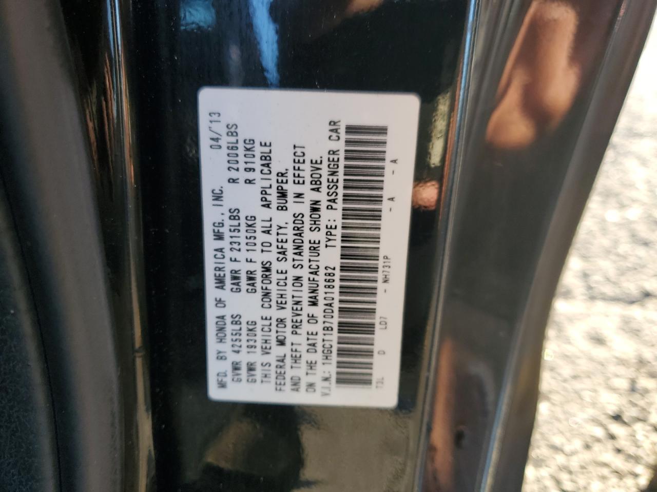 2013 Honda Accord Ex Black vin: 1HGCT1B70DA018682