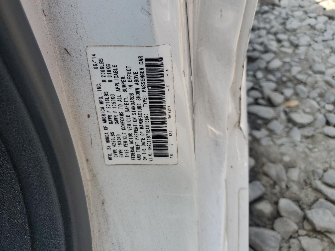 2014 Honda Accord Ex White vin: 1HGCT1B71EA013850