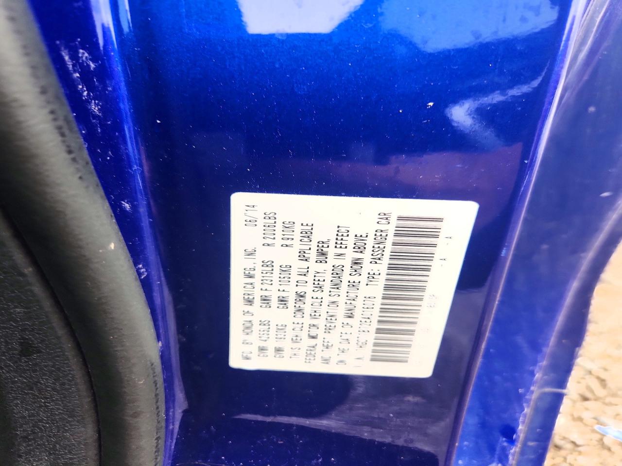 2014 Honda Accord Ex Blue vin: 1HGCT1B72EA016076