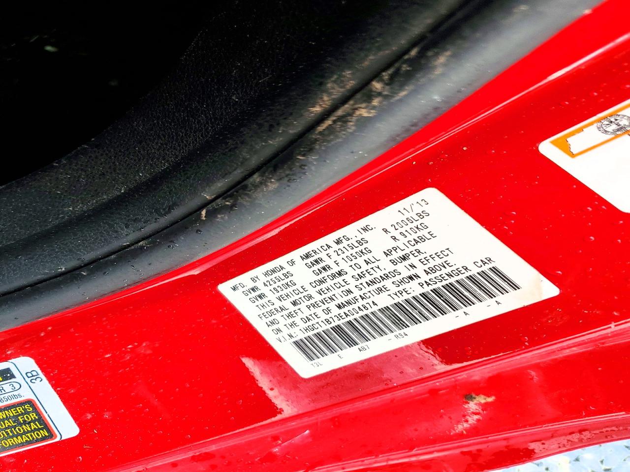 2014 Honda Accord Ex Красный vin: 1HGCT1B73EA004874