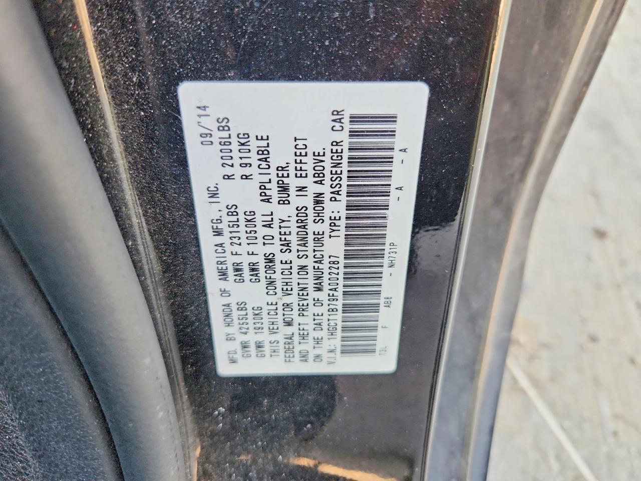 2015 Honda Accord Ex Black vin: 1HGCT1B79FA002287