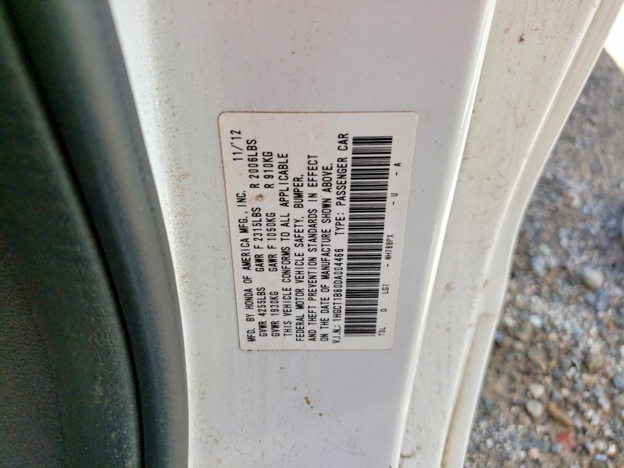 2013 Honda Accord Exl White vin: 1HGCT1B80DA004466