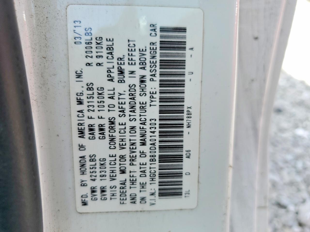 2013 Honda Accord Exl White vin: 1HGCT1B80DA014303