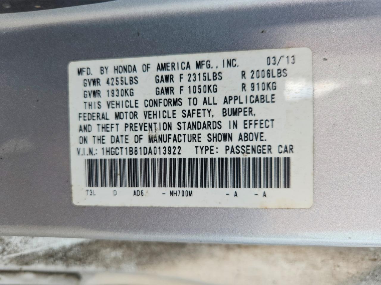 2013 Honda Accord Exl Серебряный vin: 1HGCT1B81DA013922